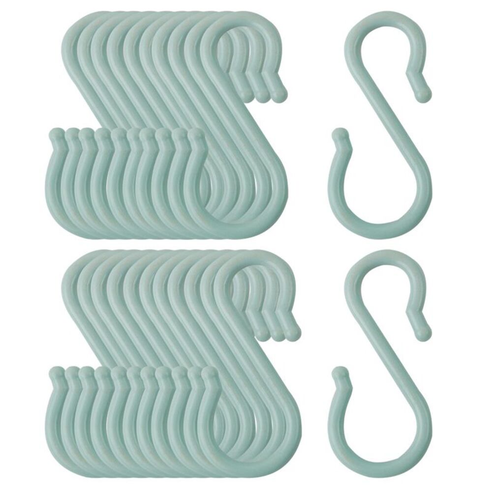 Bedroom Kitchen Closet Plastic Hangers Light Blue S Shape Hooks 24 Pack